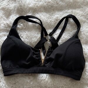 Bombshell Sportswear Black Bra with Gold Accent